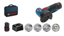 Bosch Professional 12V System GWS 12V-76 cordless angle grinder (including 2x2.0 Ah battery, 5-piece cutting and grinding disc set, in bag)