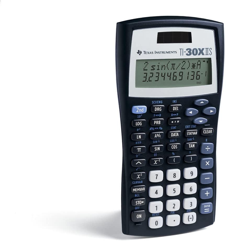 Texas Instruments TI-30 XIIS School Calculator 2 Line Solar and Battery Operated Dark Blue