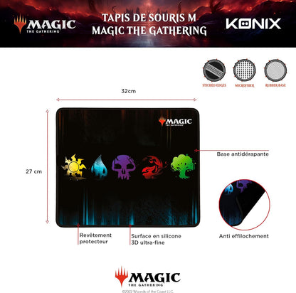 Konix Magic The Gathering Gaming-Mauspad 32 x 27 cm - Ultradünne 3D-Silikonoberfläche - 5-Farben-Motiv.