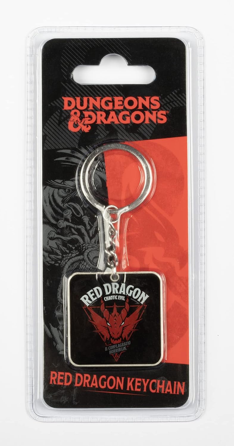 Konix Dungeons & Dragons Schlüsselanhänger - Rotes Drachenmotiv - Schwarz