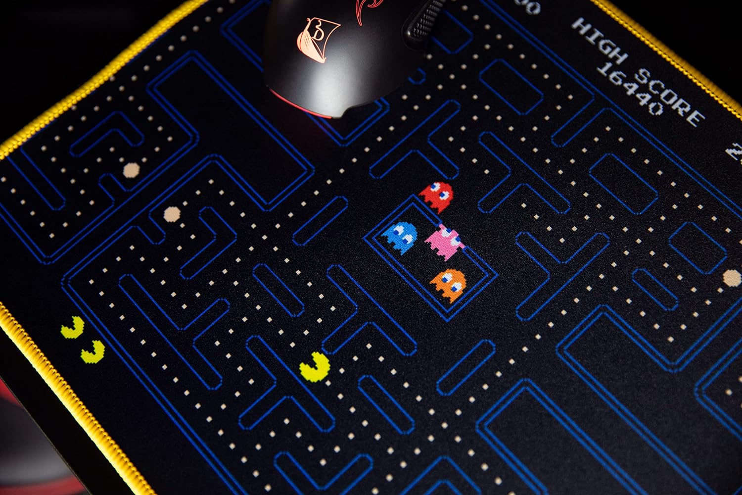 Konix Pac - Man Gaming - Mauspad 32 x 27 cm - Ultradünne 3D - Silikonoberfläche - rutschfeste Gummiunterlage - Schwarz und Gelb