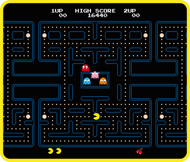 Konix Pac - Man Gaming - Mauspad 32 x 27 cm - Ultradünne 3D - Silikonoberfläche - rutschfeste Gummiunterlage - Schwarz und Gelb