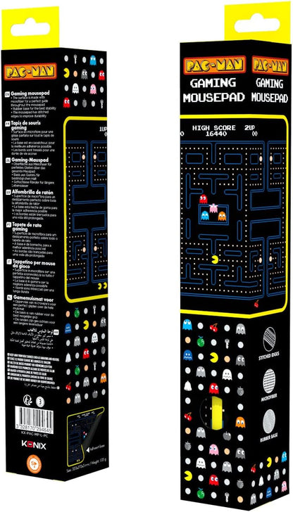 Konix Pac - Man Gaming - Mauspad 32 x 27 cm - Ultradünne 3D - Silikonoberfläche - rutschfeste Gummiunterlage - Schwarz und Gelb