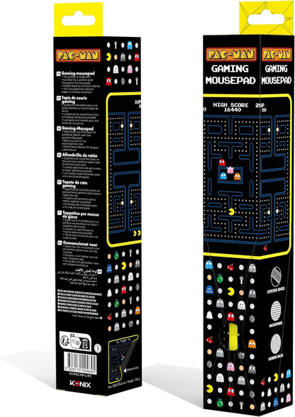 Konix Pac - Man Gaming - Mauspad 32 x 27 cm - Ultradünne 3D - Silikonoberfläche - rutschfeste Gummiunterlage - Schwarz und Gelb
