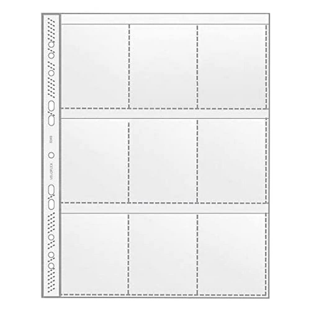 VELOFLEX 5349010 Collector's Wallet DIN A4, with 9 Pockets for Trading Cards, Transparent, Polypropylene Film 140 My, Pack of 10