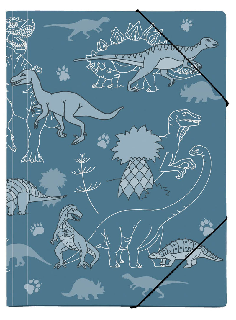 VELOFLEX 4432988 Dino Portfolio Folder, DIN A3, with Elastic Band, Durable, Cardboard Juris Folder with Corner Straps, Organiser Folder