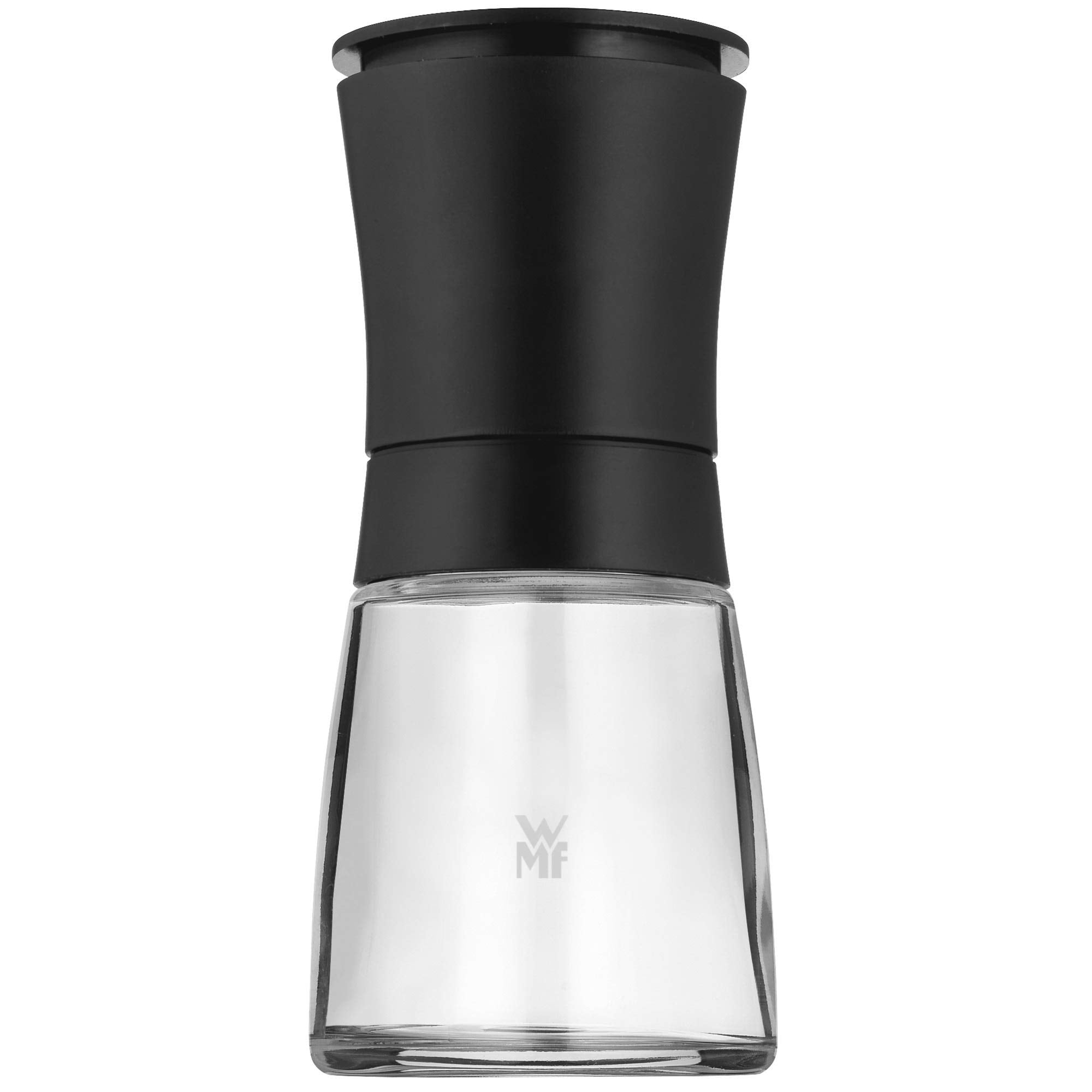 WMF Trend Salzmühle Pfeffermühle 14 cm, unbefüllt, Gewürzmühle, Keramikmahlwerk, Kunststoff, Glas, schwarz