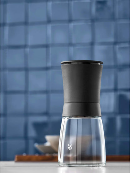 WMF Trend Salzmühle Pfeffermühle 14 cm, unbefüllt, Gewürzmühle, Keramikmahlwerk, Kunststoff, Glas, schwarz