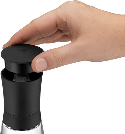 WMF Trend Salzmühle Pfeffermühle 14 cm, unbefüllt, Gewürzmühle, Keramikmahlwerk, Kunststoff, Glas, schwarz