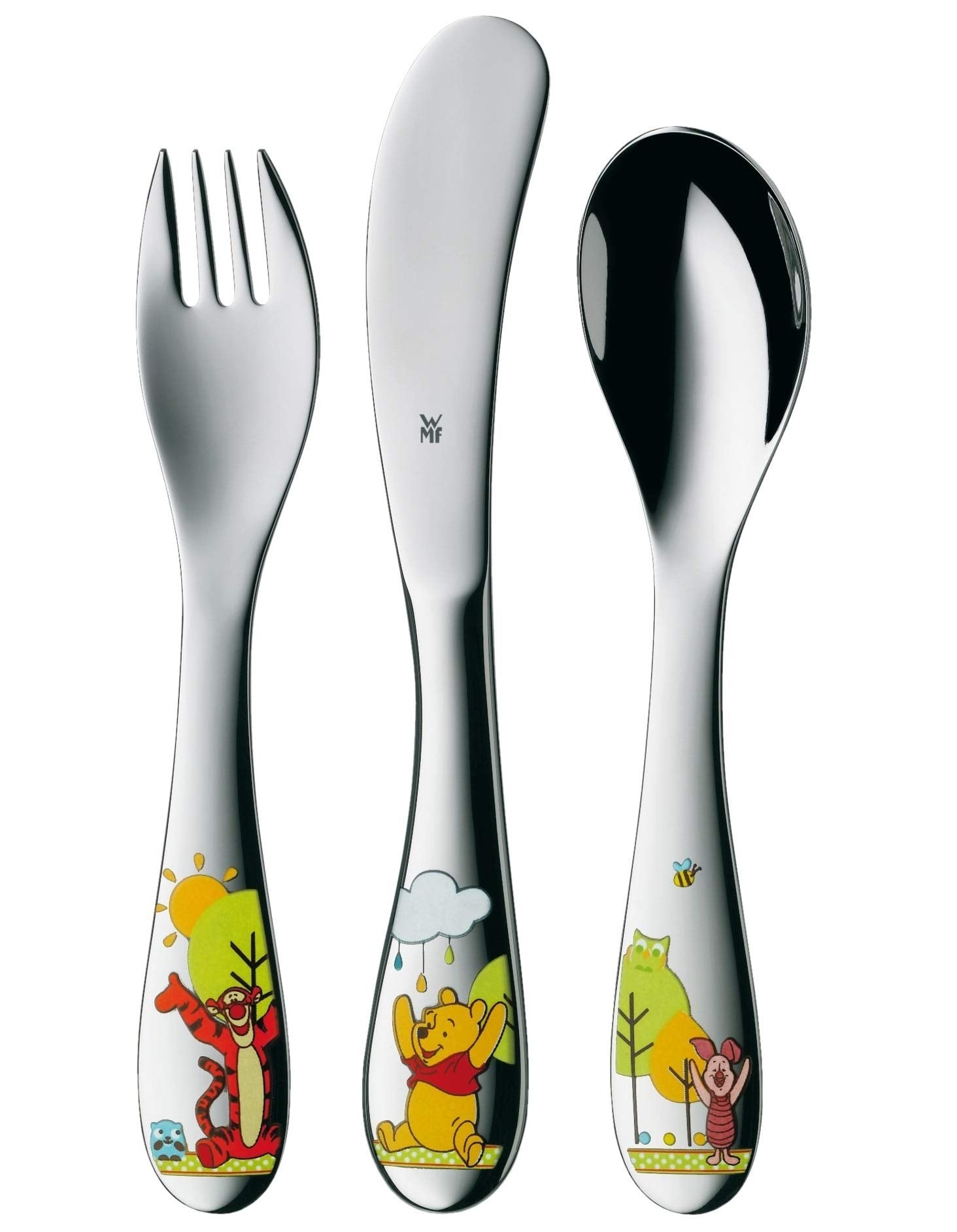 WMF Disney Winnie Pooh Babybesteck 3-teilig, Kinderbesteck ab 1 Jahr, Cromargan Edelstahl poliert, spülmaschinengeeignet, farb- und lebensmittelecht ohne Gravur ohne individuelle Gravur