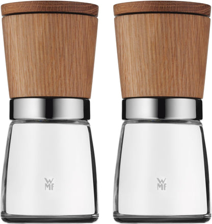 WMF Ranch Steakbesteck 12-teilig, für 6 Personen, Steakgabel, Steakmesser, Spezialklingenstahl geschmiedet, Cromargan Edelstahl mattiert & Ceramill Nature Salz und Pfeffer Mühle Set 2-teilig Set 12-teilig Bundle mit Salz und Pfeffer Mühle Set