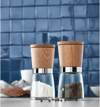 WMF Ranch Steakbesteck 12-teilig, für 6 Personen, Steakgabel, Steakmesser, Spezialklingenstahl geschmiedet, Cromargan Edelstahl mattiert & Ceramill Nature Salz und Pfeffer Mühle Set 2-teilig Set 12-teilig Bundle mit Salz und Pfeffer Mühle Set