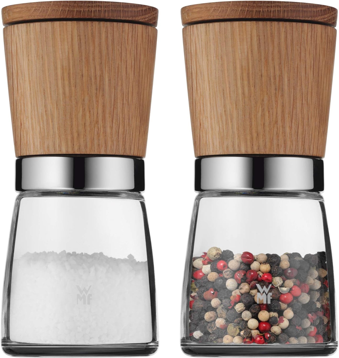 WMF Ranch Steakbesteck 12-teilig, für 6 Personen, Steakgabel, Steakmesser, Spezialklingenstahl geschmiedet, Cromargan Edelstahl mattiert & Ceramill Nature Salz und Pfeffer Mühle Set 2-teilig Set 12-teilig Bundle mit Salz und Pfeffer Mühle Set