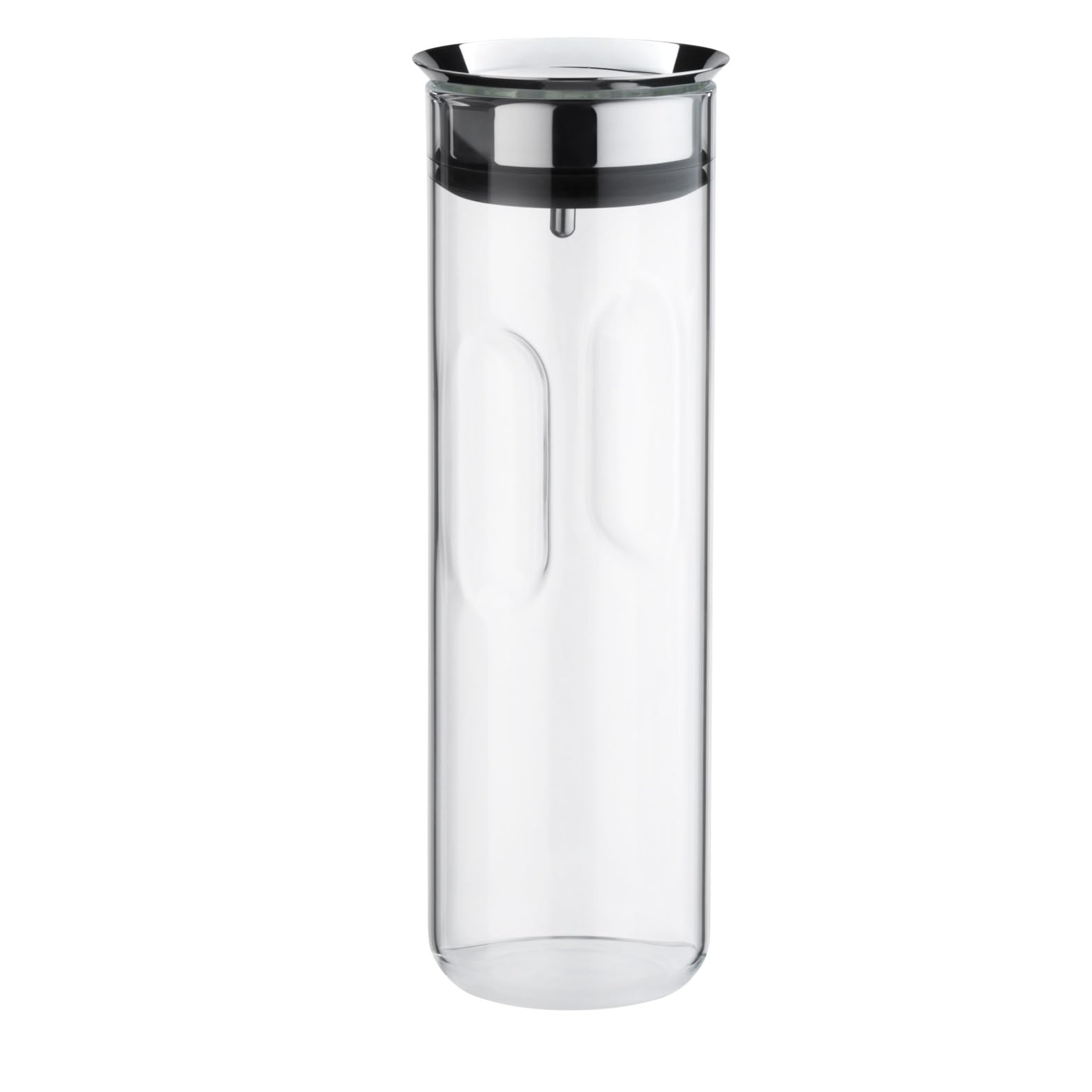 WMF Motion Water Carafe 1.25 Litres Height 29 cm Glass Carafe Closeup Silicone Lid Lock Handle Dishwasher Safe, Silver, 9.8 cm