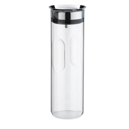 WMF Motion Water Carafe 1.25 Litres Height 29 cm Glass Carafe Closeup Silicone Lid Lock Handle Dishwasher Safe, Silver, 9.8 cm