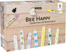 Kreul Bee Happy 49757 Candle Pen Set of 6 6 x 29 ml Fine Painting Tip Colours with Beeswax for Decorating and Painting Candles Drying Time Approx. 8 Hours