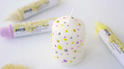 Kreul Bee Happy 49757 Candle Pen Set of 6 6 x 29 ml Fine Painting Tip Colours with Beeswax for Decorating and Painting Candles Drying Time Approx. 8 Hours