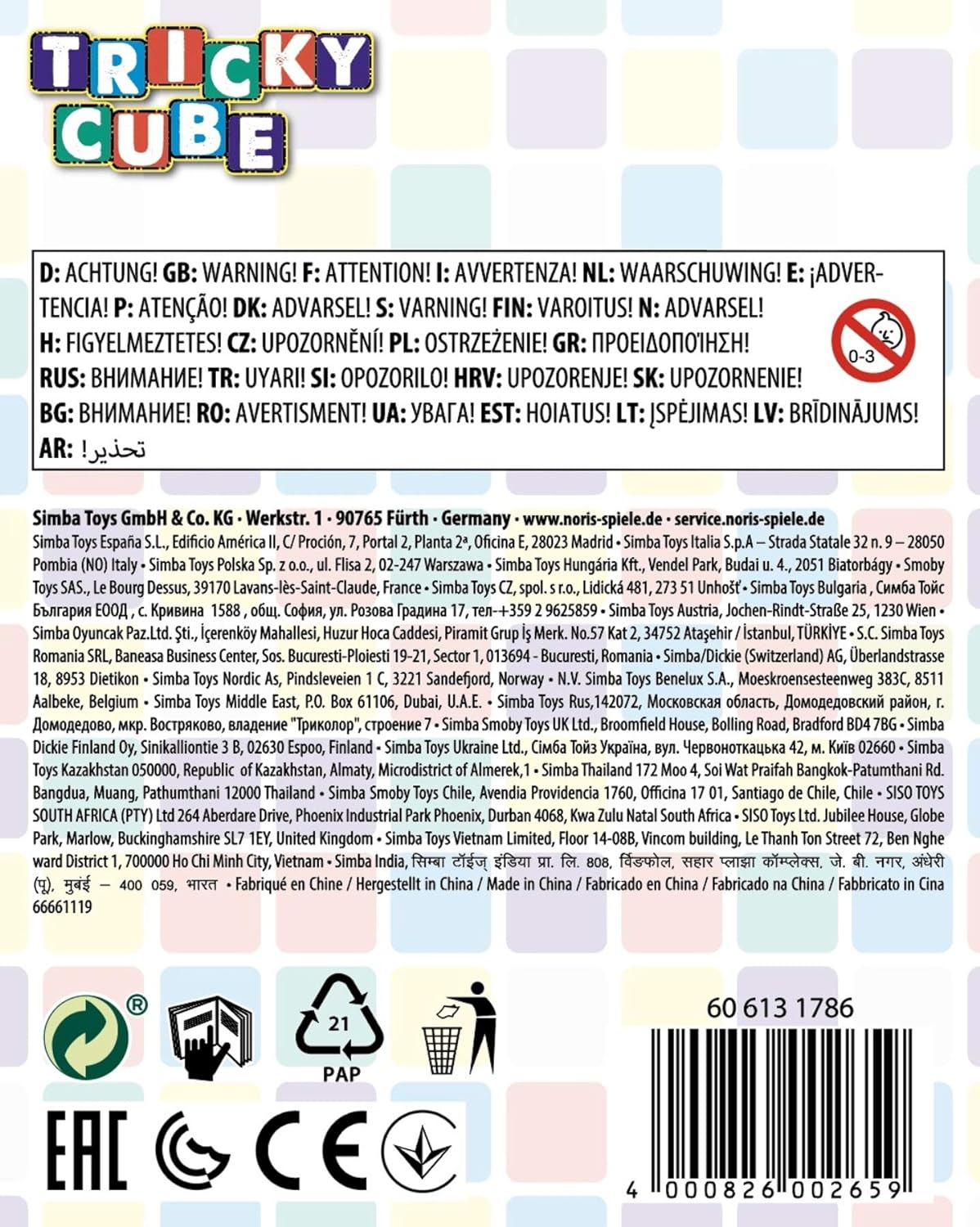 Noris 606131786 Tricky Cube, The Classic for Promoting Spatial Thinking, for Children Aged 6 and Over