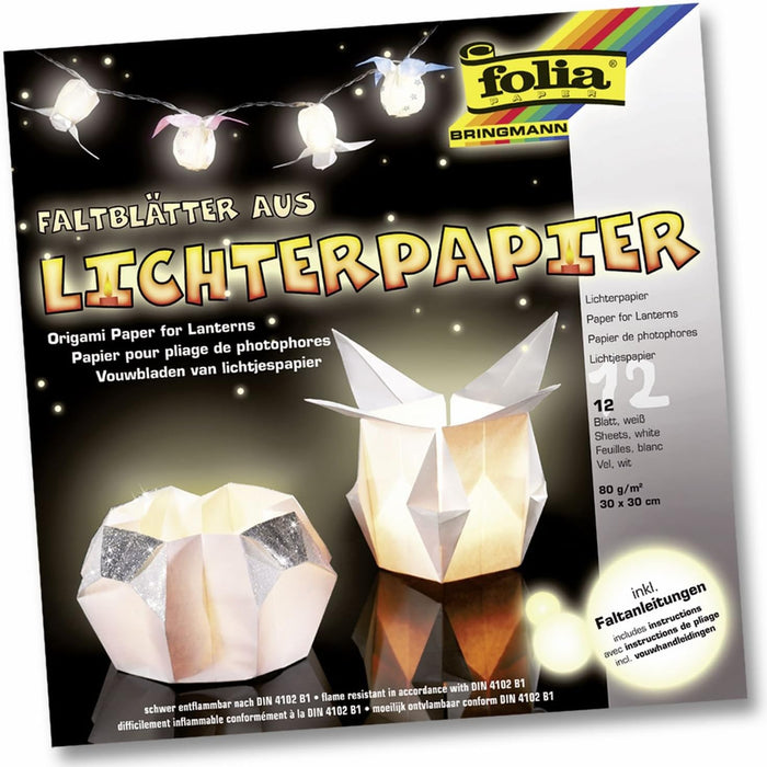 Folia 42300 Light Paper 80g, 12 Sheets 30 x 30 cm White