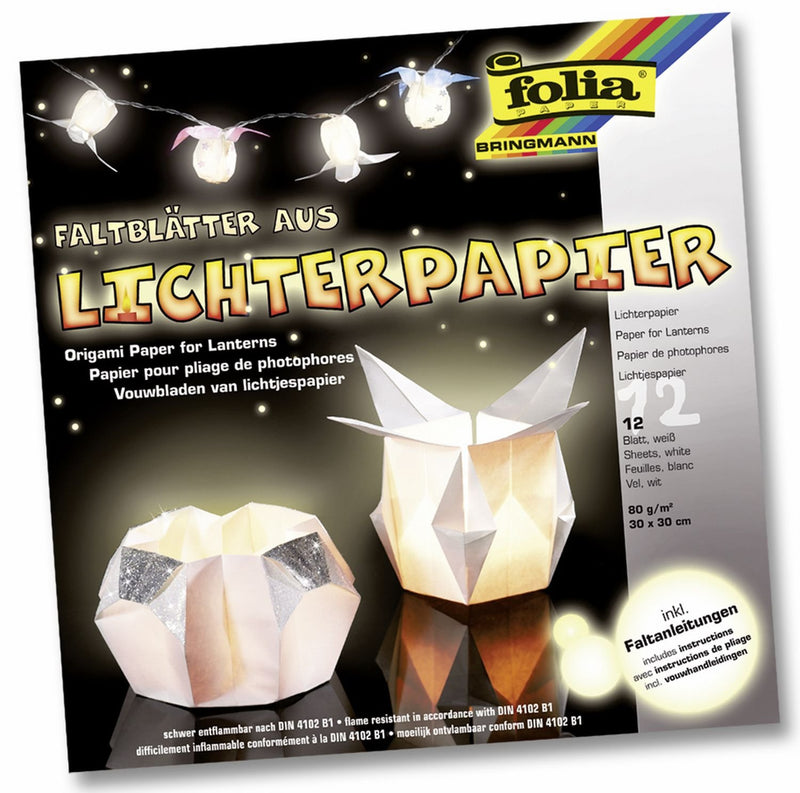 Folia 42300 Light Paper 80g, 12 Sheets 30 x 30 cm White