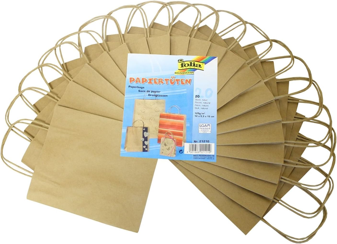 Bringmann Folia Kraft Paper Bags Natural Pack of 20
