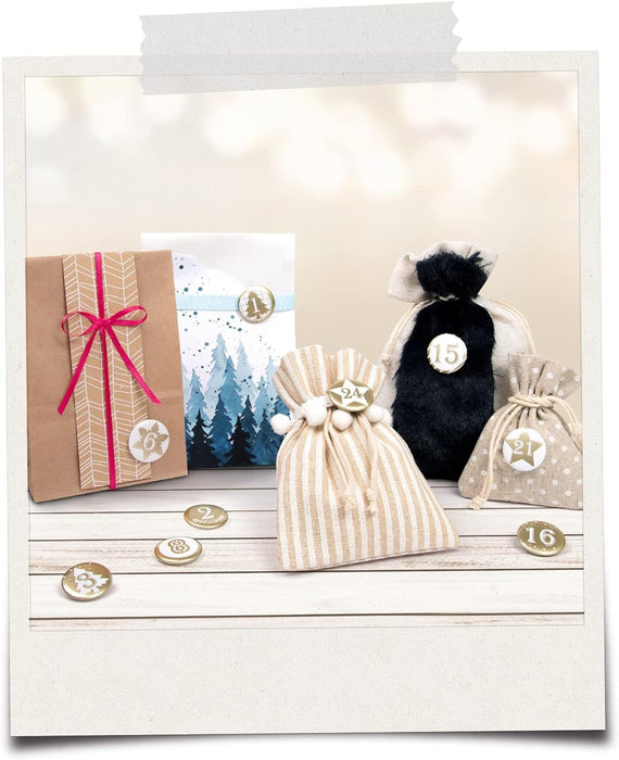 folia 64101 - Fabric Bags, Natural, Pack of 6, Made of Cotton/Polyester, in 3 Different Sizes, Ideal for Gifting or Storing Small Items