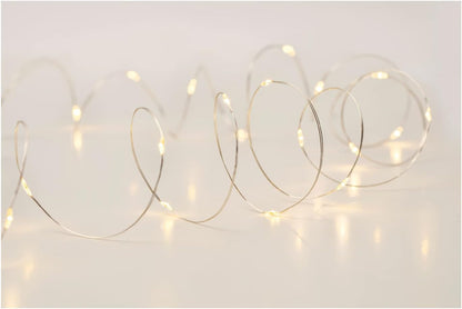folia 987 - 10x Micro LED Fairy Lights with 20 LEDs in Warm White, Approx. 2.20 m Long LED Lighting Made of Silver Wire, Includes 20 Batteries