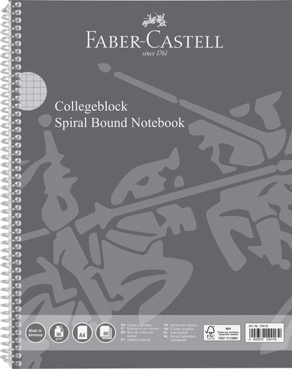 Faber-Castell Faber Castell 10419 - Collegeblock DIN A4, 80 Blatt / 90g/m², FSC-Mix zertifiziert, feines holzfreies Schreibpapier, Made in Germany, kariert - Rand beidseitig, 1 Stück