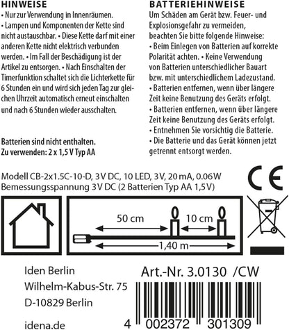 Idena Light Chain, Plastic, 1 W, Warm White, 10 LED