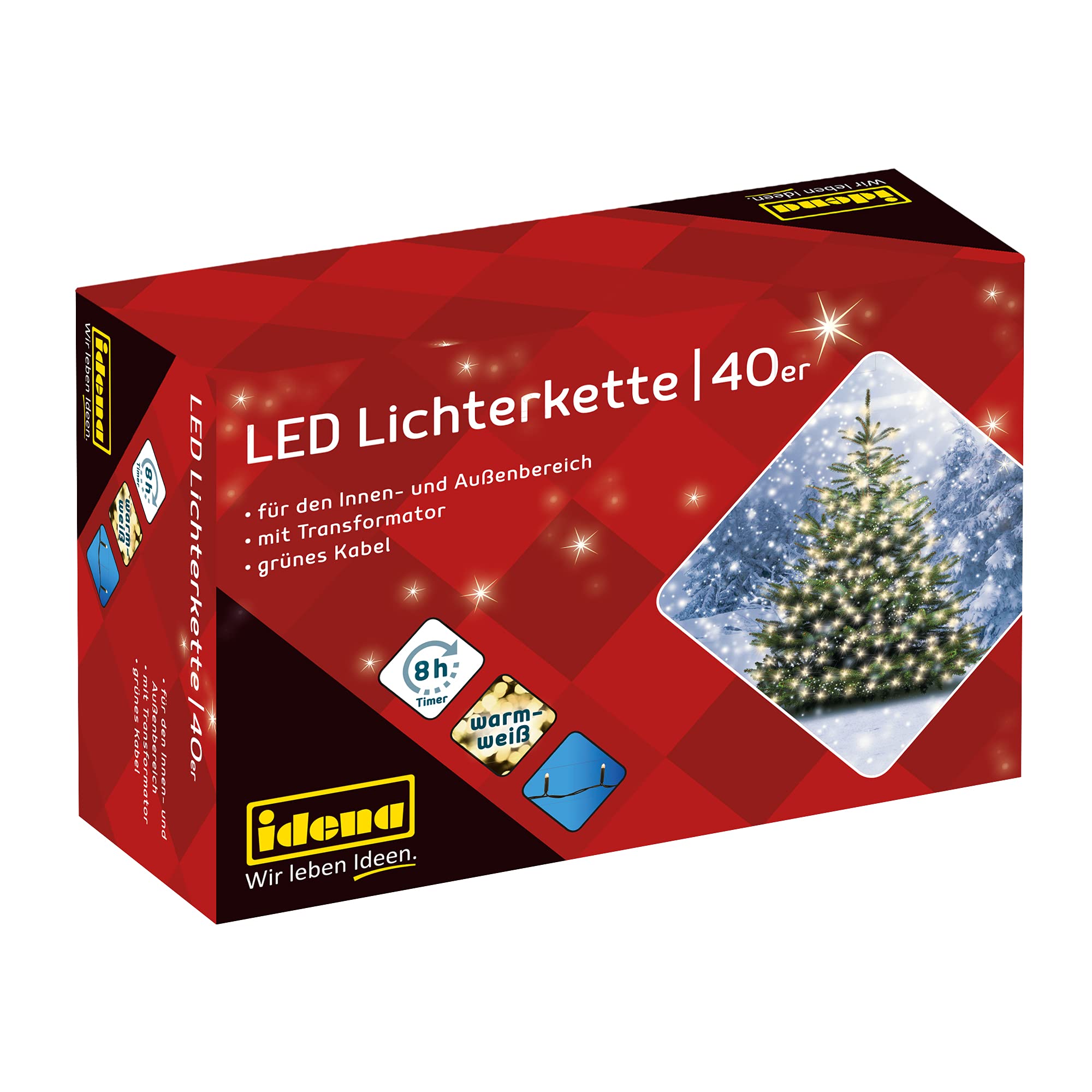 Idena 40er LED Lichterkette grun 11,9 m