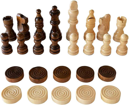 Idena 40174 - Spieleklassiker Schach und Dame 2-in-1, mit Spielbrett, 32 Schachfiguren und 24 flachen Steinen, für spannende Spielabende mit Freunden und Familie Schach & Dame