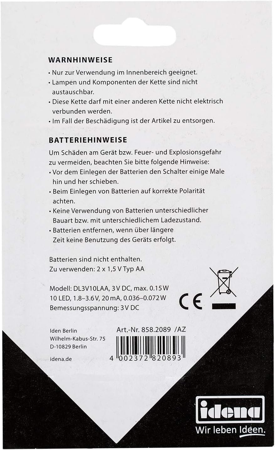 Idena 10er LED Lichterkette transparent 110,0 cm
