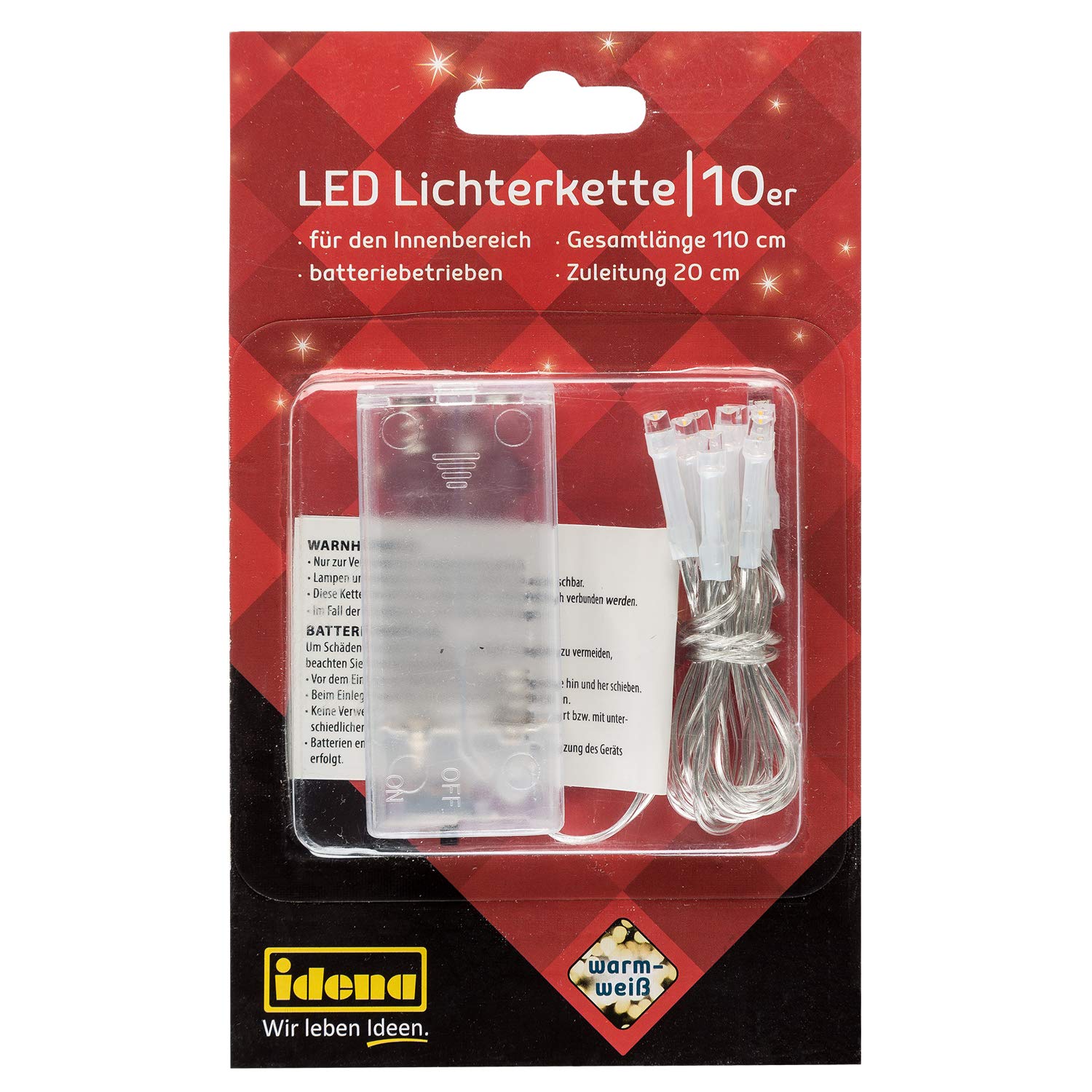 Idena 10er LED Lichterkette transparent 110,0 cm