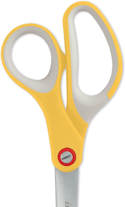 Leitz Ambidextrous Office Scissors, Premium Titanium Coated Stainless Steel, Ultra Sharp, Precision Cutting, Ergonomic Soft Handle Grip, Home/Office Use, Cosy Range, Warm Yellow, 53320019