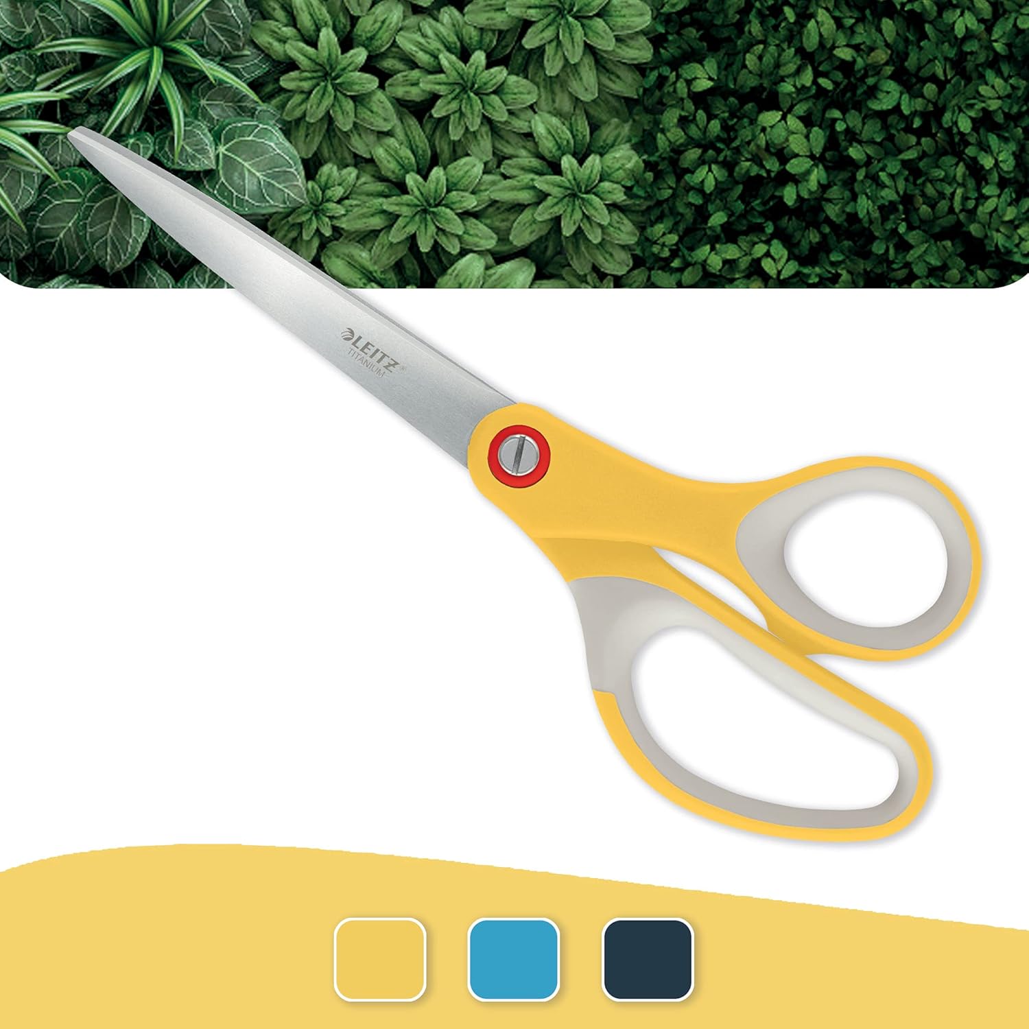 Leitz Ambidextrous Office Scissors, Premium Titanium Coated Stainless Steel, Ultra Sharp, Precision Cutting, Ergonomic Soft Handle Grip, Home/Office Use, Cosy Range, Warm Yellow, 53320019