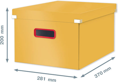 Leitz Click & Store Medium Storage Box, Foldable A4 File Box with Lid, Premium Strong Cardboard Container for Home/Office Filing, Cosy Range, Warm Yellow, 53480019 Box M Warm Yellow
