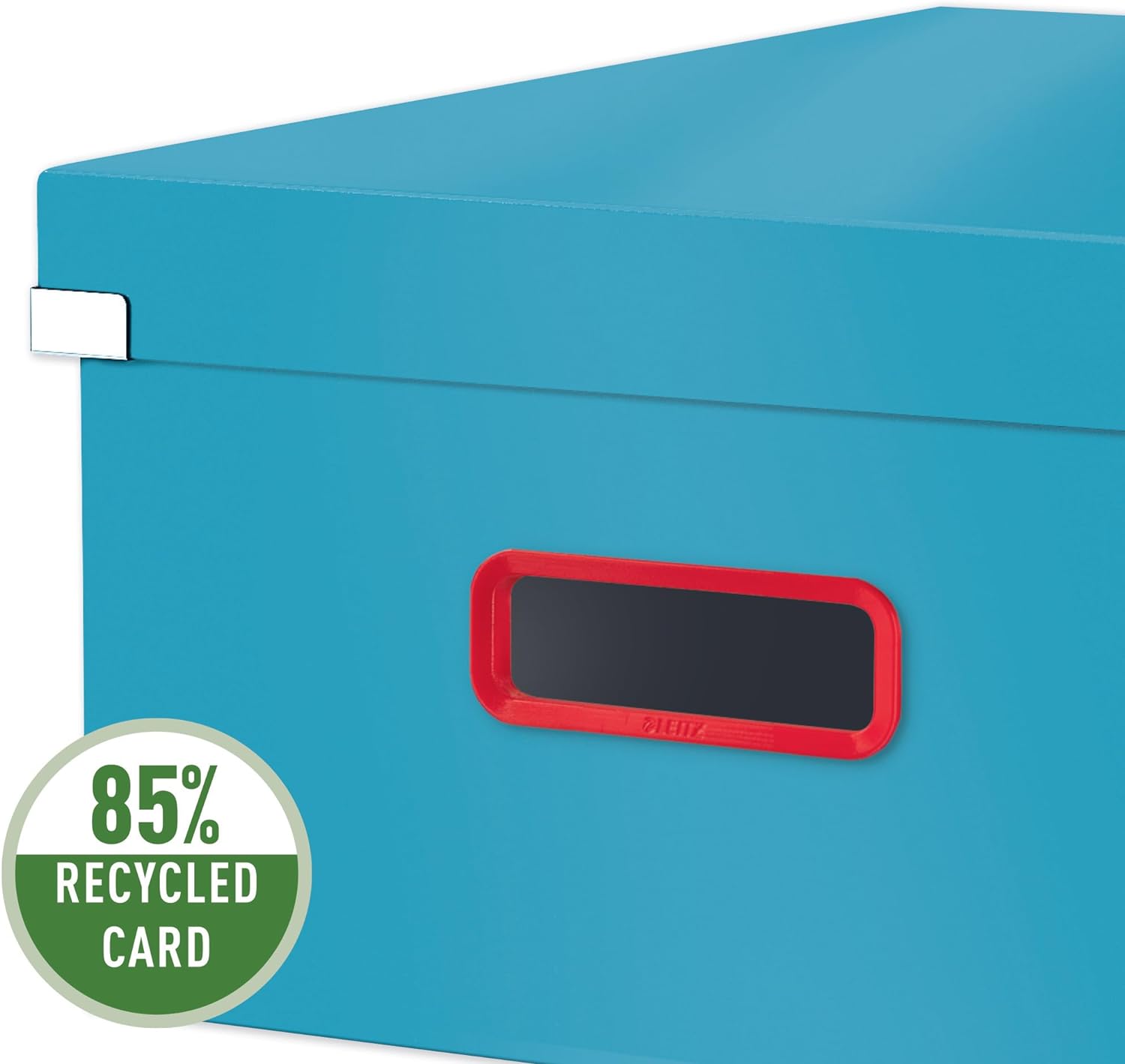 Leitz Click & Store Große Aufbewahrungsbox, Faltbare A3-Aktenbox mit Deckel, Stabiler Premium-Kartonbehälter für die Ablage von Unterlagen, Zuhause/Büro, Cosy Serie, Sanftes Blau, 53490061 Box L Aufbewahrung bis A3 Blau