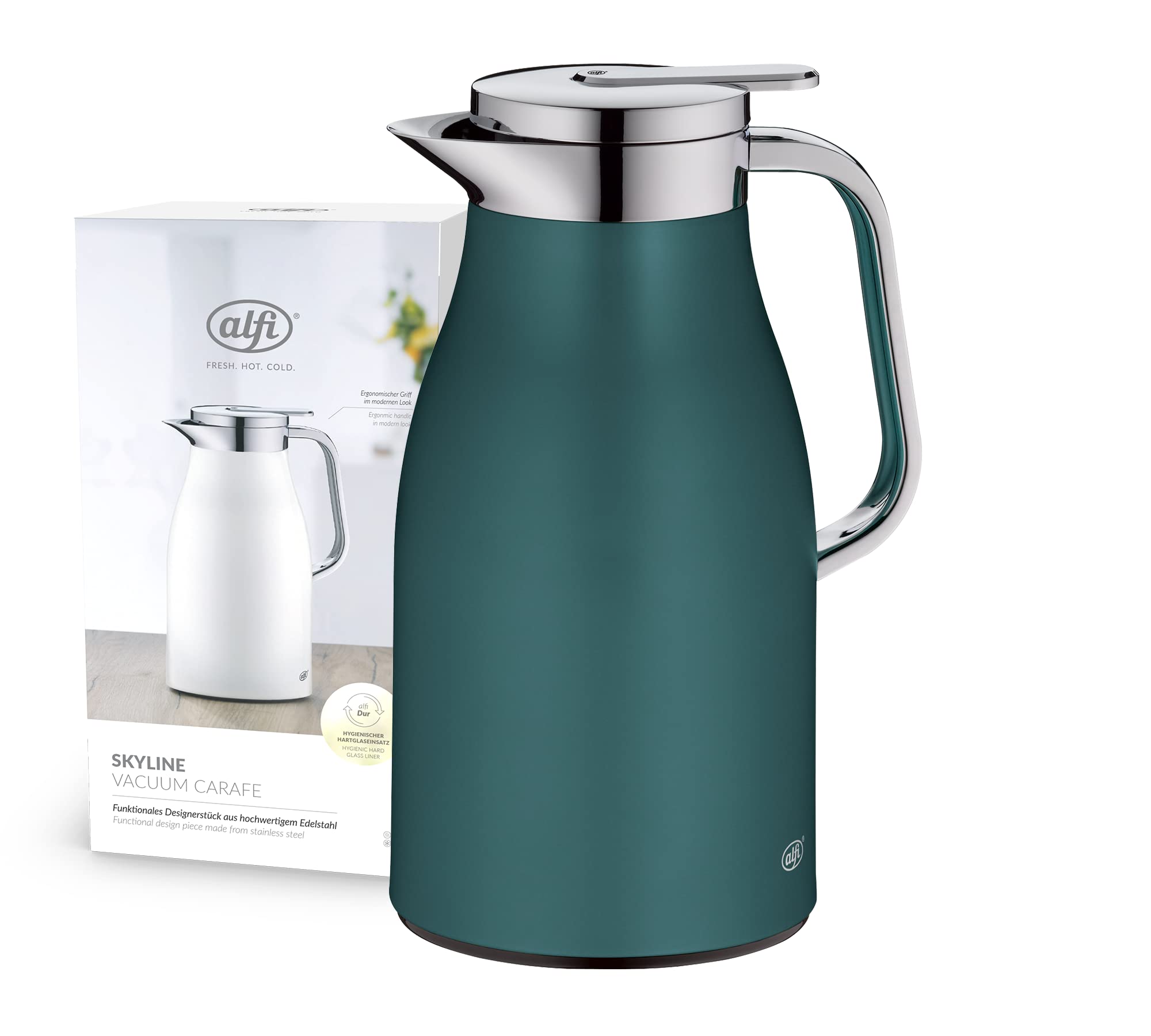 ALFI Thermos Flask, Stainless Steel Plastic Glass, Sea Pine, 1 Litre 1 litre Sea Pine