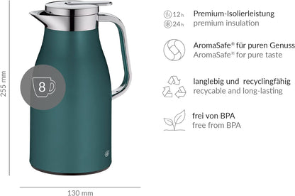 ALFI Thermos Flask, Stainless Steel Plastic Glass, Sea Pine, 1 Litre 1 litre Sea Pine