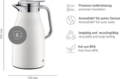 ALFI Thermos Flask, Stainless Steel Plastic Glass, Coconut White, 1 Litre