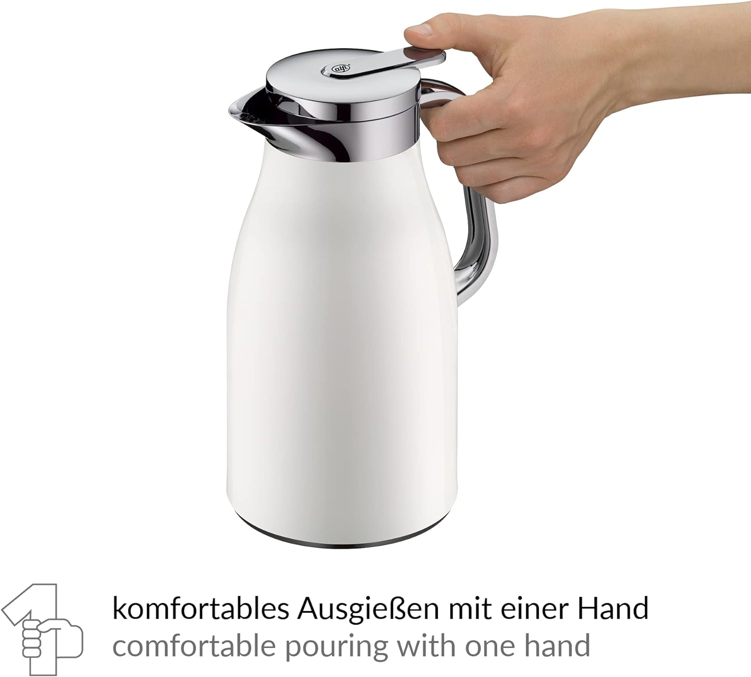 ALFI Thermos Flask, Stainless Steel Plastic Glass, Coconut White, 1 Litre