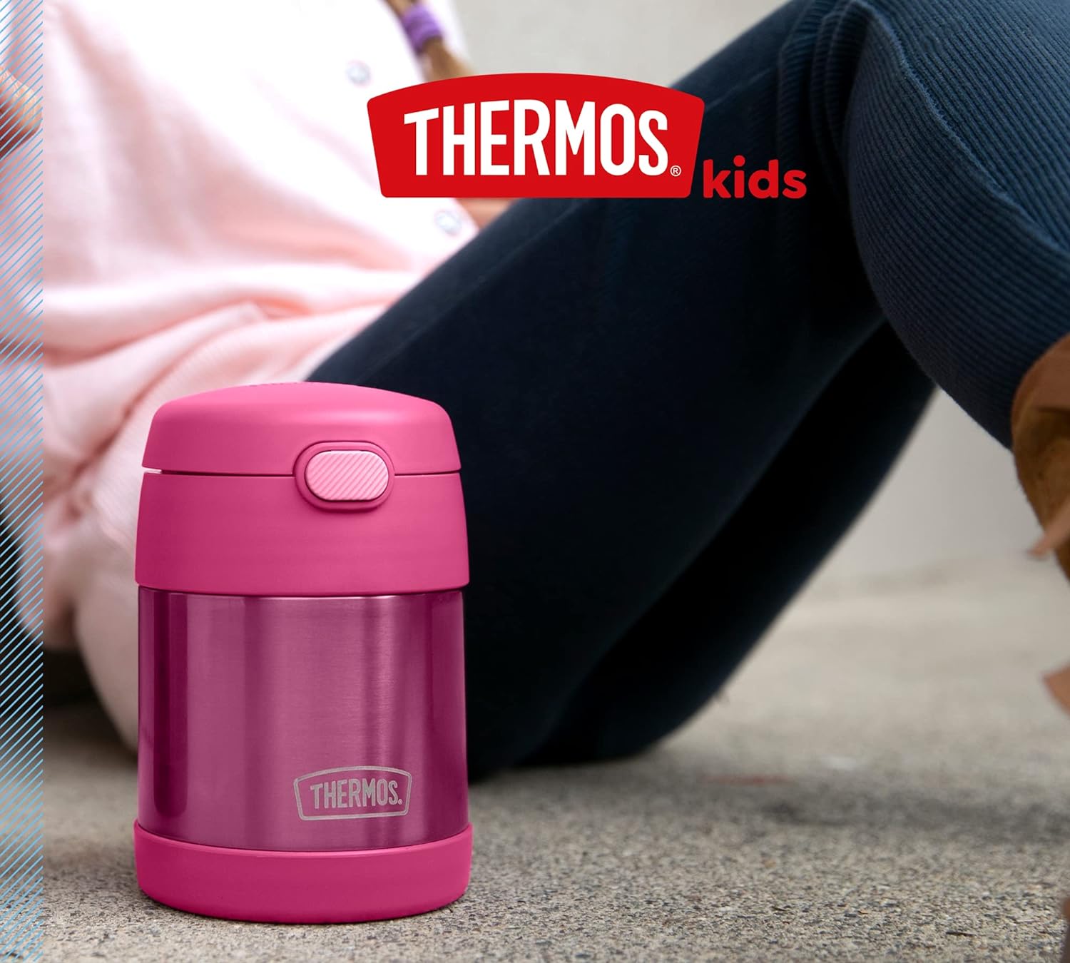THERMOS kids FUNTAINER FOOD JAR 0,30l, pink, Thermobehälter für Essen mit Löffel für Kinder, 5 h heiß / 7 h kalt, absolut dicht für Suppe, Müsli, Pause