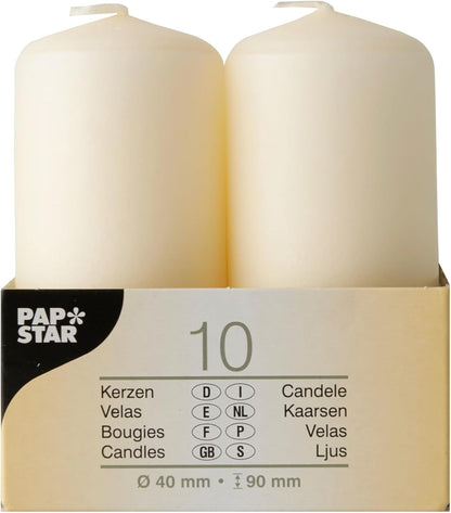 Papstar Wax Candles, 17912 10, 40 x 90 mm
