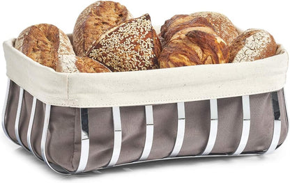 Zeller Brotkorb mit Beutel/Brotkörbchen, Metall/Baumwolle 33 x 24 x 13 cm