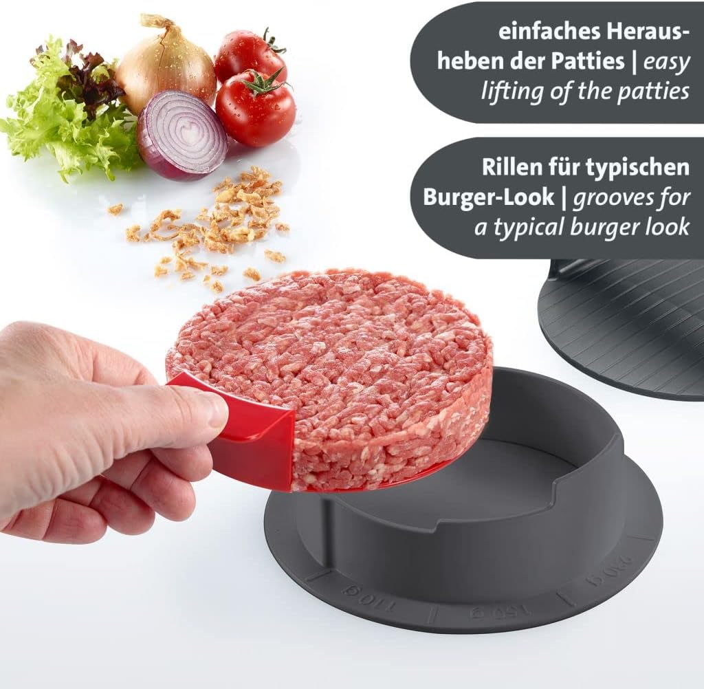 Westmark Hamburgermaker VARIO PLUS – Robuste Burgerpresse für Patties, individuelle Patty-Größen einstellbar, saubere Anwendung, auch für vegane Burger – ABS