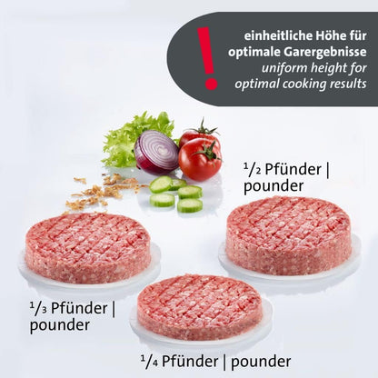 Westmark Hamburgermaker VARIO PLUS – Robuste Burgerpresse für Patties, individuelle Patty-Größen einstellbar, saubere Anwendung, auch für vegane Burger – ABS