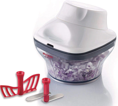 Westmark Zwiebel-/Kräuterschneider/Dressingquirl, mit Messer- und Quirleinsatz, Füllvolumen: 250ml, Rostfreier Edelstahl, Silber, 11592260 250 ml