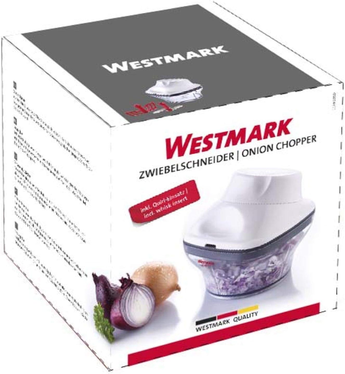 Westmark Zwiebel-/Kräuterschneider/Dressingquirl, mit Messer- und Quirleinsatz, Füllvolumen: 250ml, Rostfreier Edelstahl, Silber, 11592260 250 ml