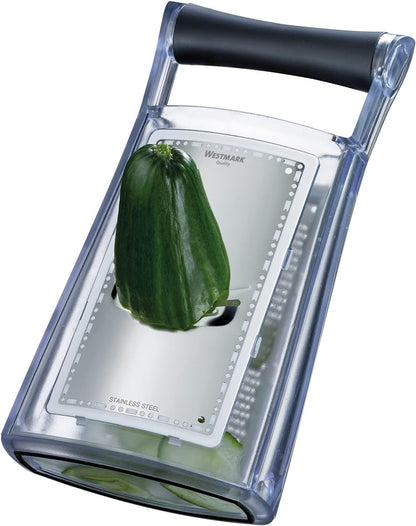 Westmark Turmreibe mit Auffangbehälter, Technicus-Duo, Höhe: 23,5 cm , Rostfreier Edelstahl/Kunststoff, Silber/Schwarz/Transparent, 14342270 Turmreibe Duo
