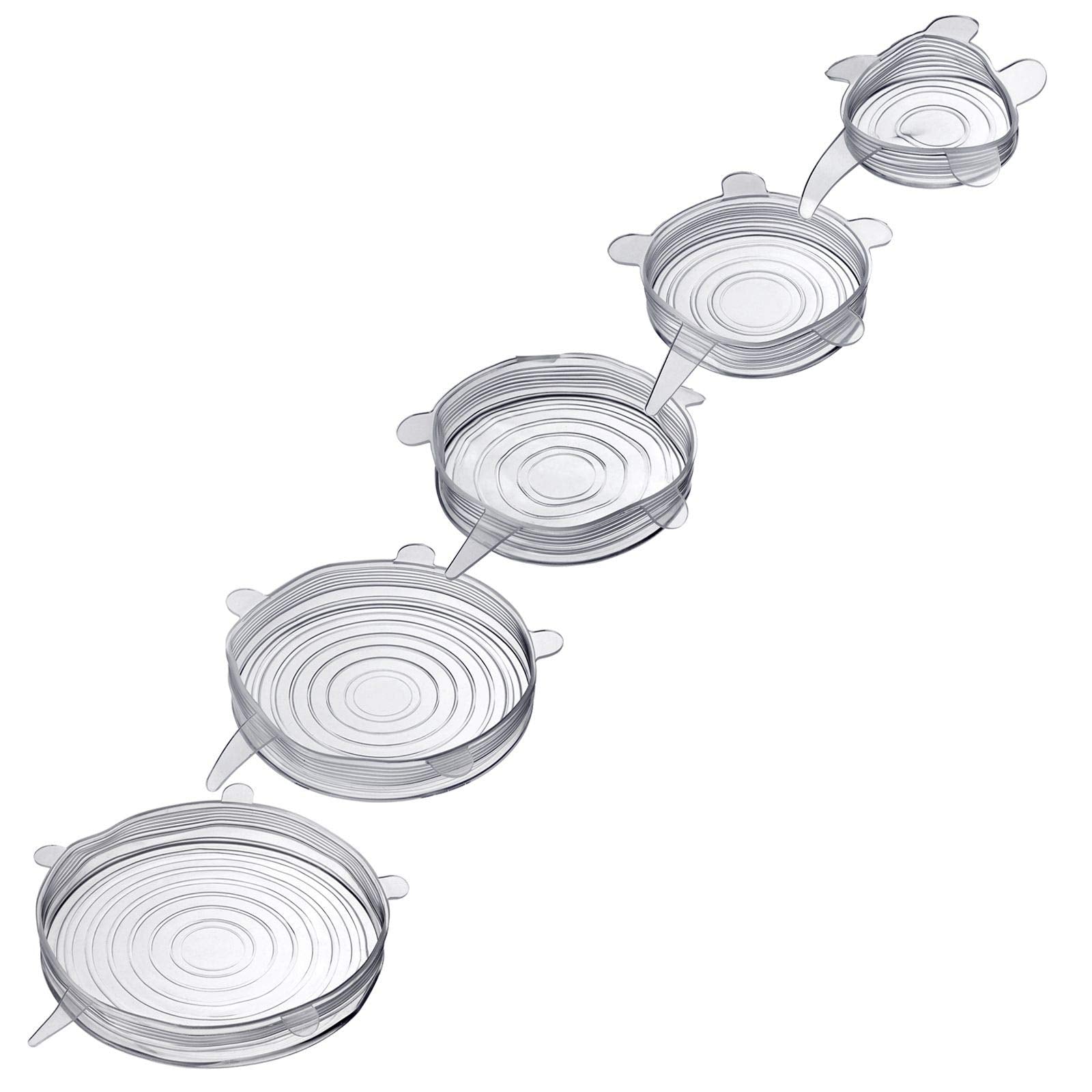 Westmark 5 Stretch-Frischhaltedeckel aus Silikon, für rund & eckig, wiederverwendbar, dehnbar, BPA-frei, klar, 23262260 5 Stück